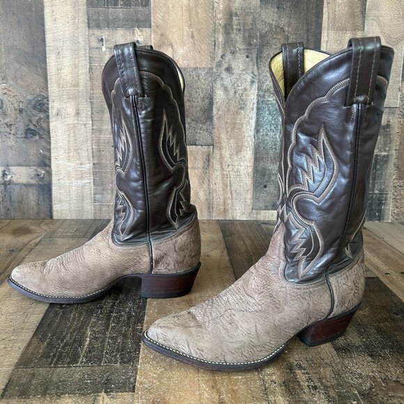 Tony Lama 6258 Vintage Sueded Bull Shoulder Cowboy Boots Mens 8 D - Picture 6 of 12